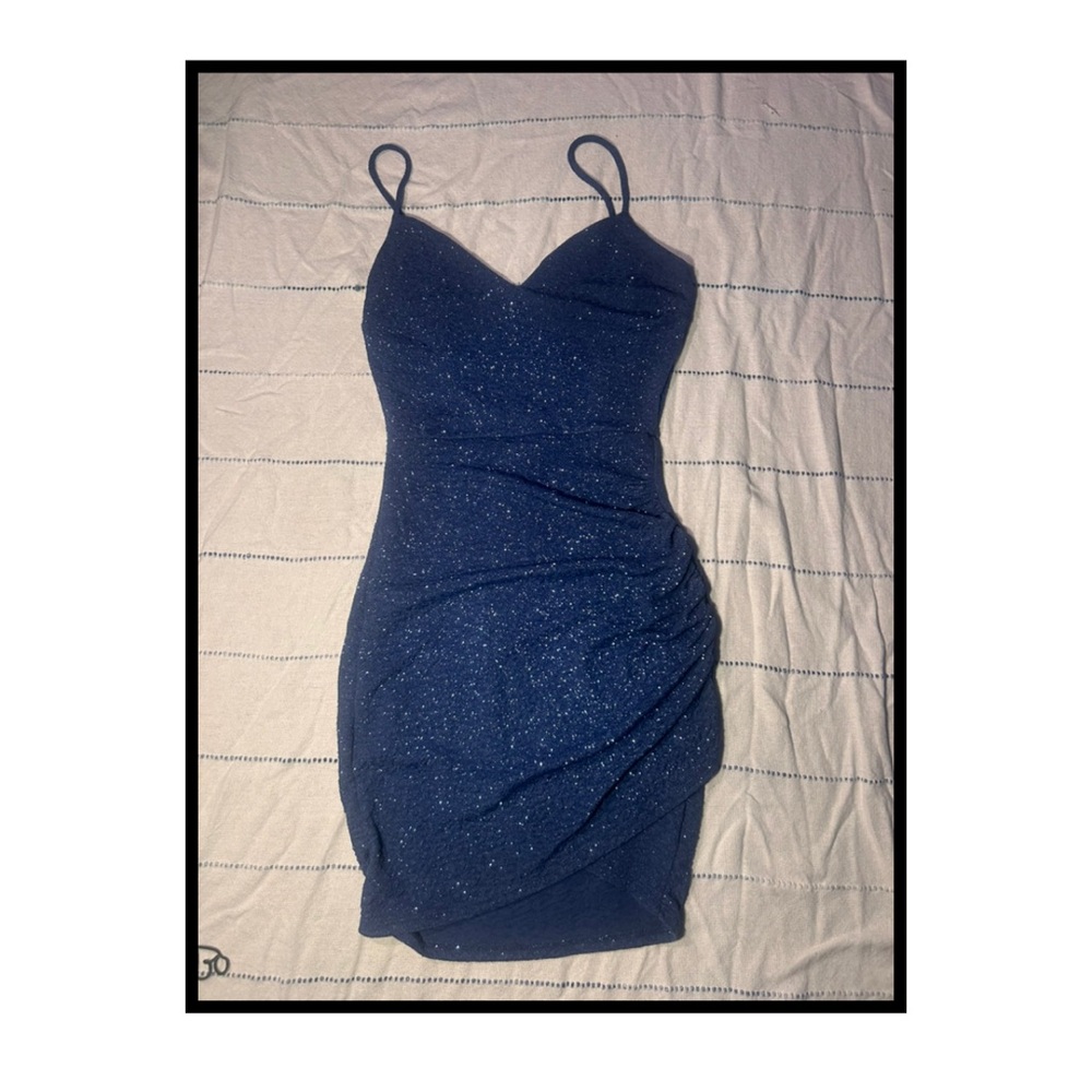 Elegant Navy Blue Spaghetti Strap Dress
